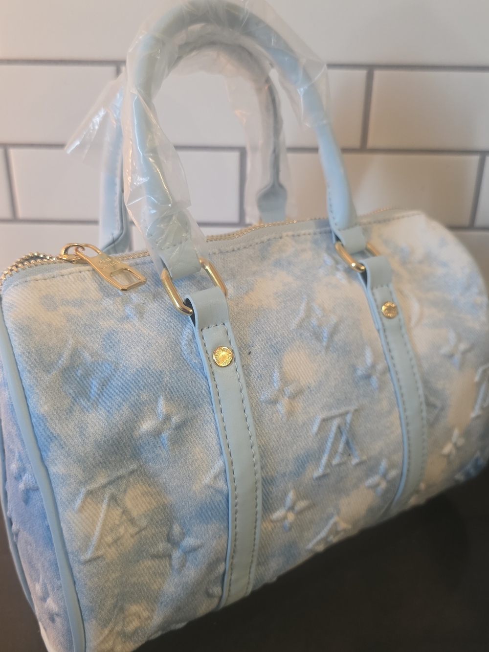 Powder Blue Embossed Bag - Picture 3 of 3